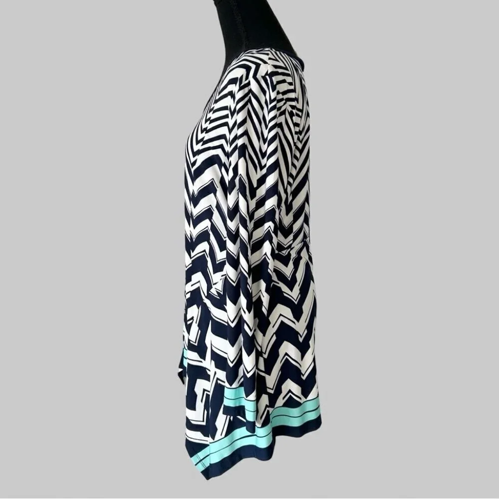 Eci Waves Pattern Draped Asymmetrical Hem Tunics - Picture 2 of 15